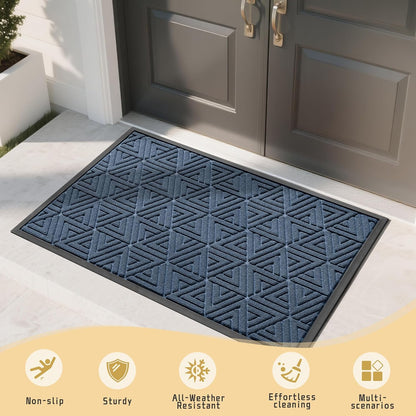 Yimobra Front Door Mat Outside Entrance 29.5x17, Waterproof Heavy Duty Outdoor Mats for Front Door, Non Slip Rubber Entry Mat for Garage Patio Indoor, Grey