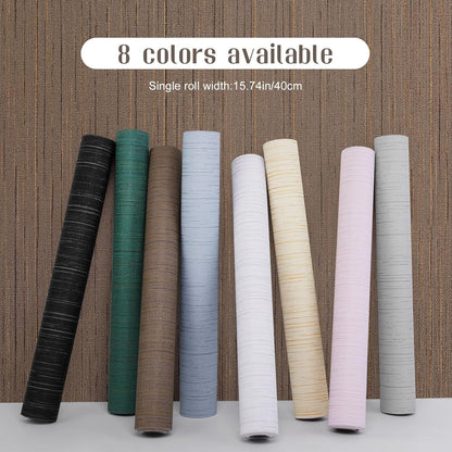 Light Blue Peel and Stick Grasscloth Texture Wallpaper 15.7"x120" Vintage Wallpaper Removable Waterproof