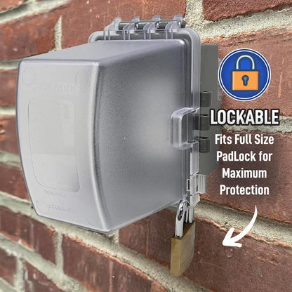 Sealproof 1-Gang Extra Deep Weatherproof in Use Outdoor Duplex Outlet Cover with Box Kit, Lockable, UL Extra Duty Compliant, 18 Configurations