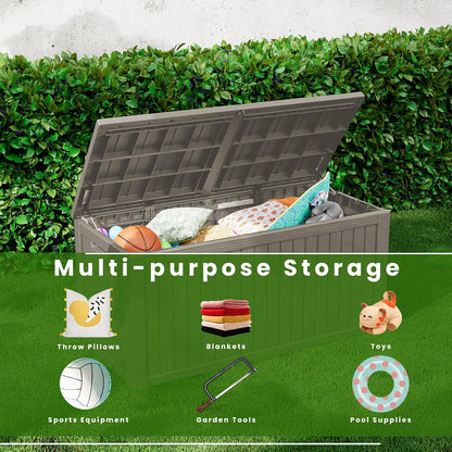 Outdoor Storage Box 325GAL Waterproof Resin Deck Box,Pool Accessories Supplies，UV-Resistant Lockable Package Delivery Bin for Garden Tools,Large Patio Outside Cushions,Chest,Furniture,Black