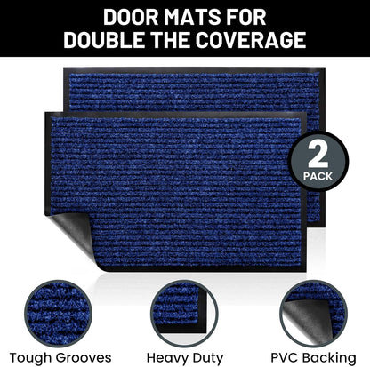 Sierra Concepts Front Door Mat Welcome Floor Mats - Entryway Indoor Outdoor Entrance Doormat, Patio, Porch, Muddy Shoe, Inside Outside Low Profile, 30x17 inches, 2-Pack Gray