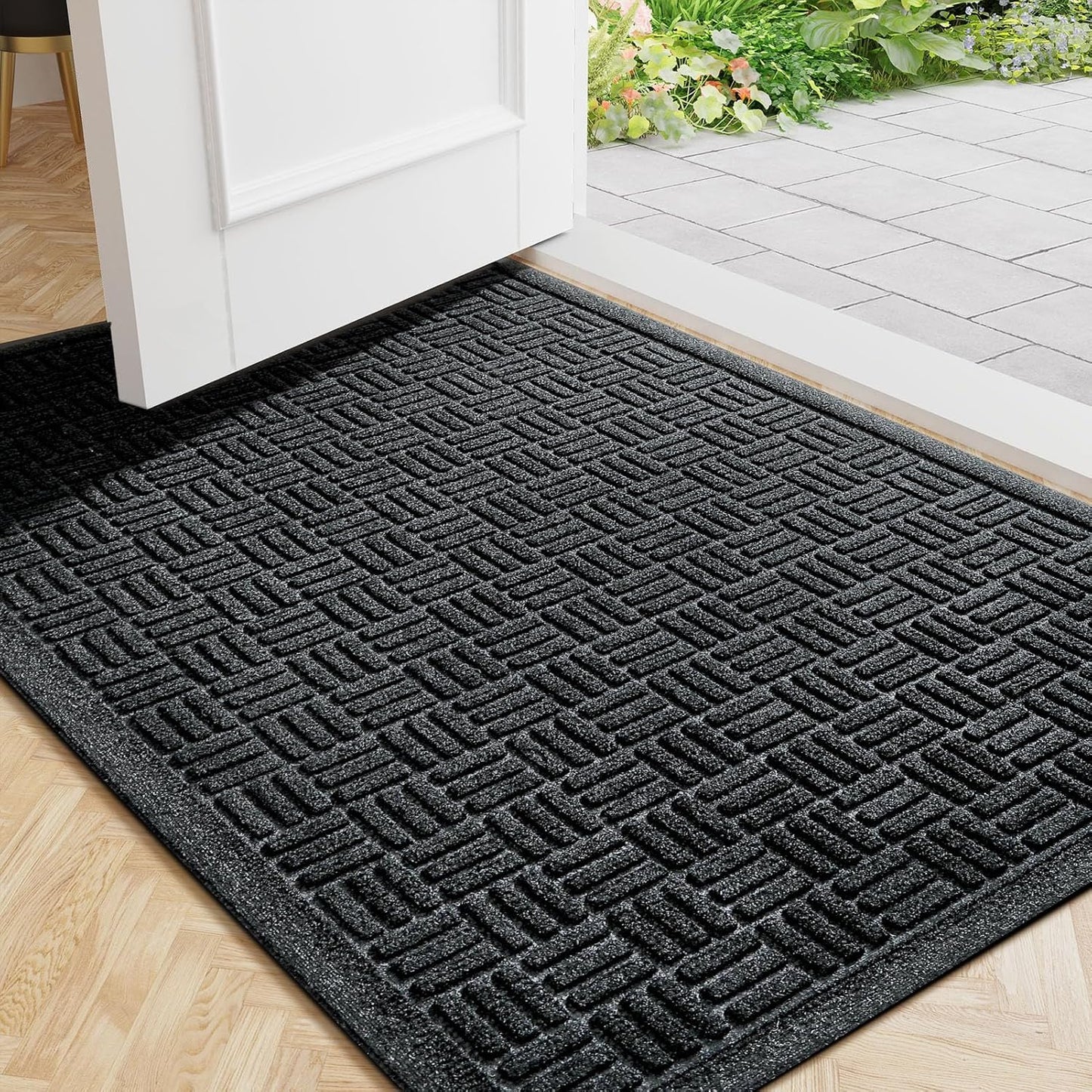 Mibao Front Door Mat, Heavy Duty Durable Welcome Mat for Outdoor Indoor, Dirt Trapper Waterproof Super Absorbent Door Mat for Entryway Outside Patio Porch, 29.5" x 17", Grey