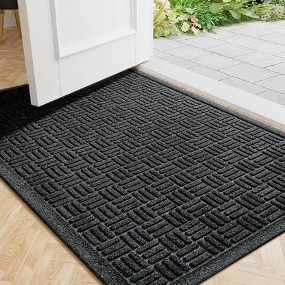 Mibao Front Door Mat, Heavy Duty Durable Welcome Mat for Outdoor Indoor, Dirt Trapper Waterproof Super Absorbent Door Mat for Entryway Outside Patio Porch, 29.5" x 17", Grey