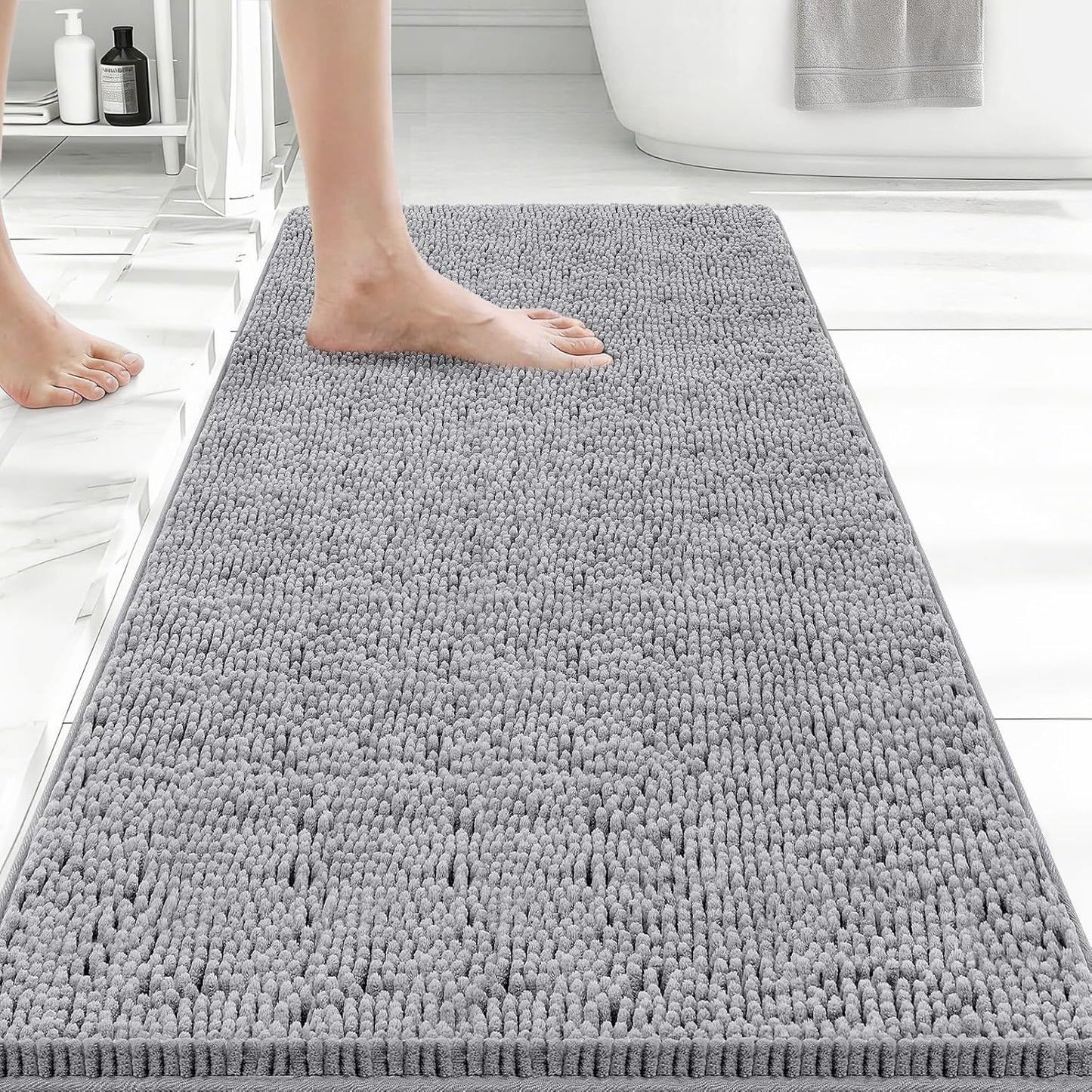 Bcoimo Bathroom Rugs 24x17, Bath Mats for Bathroom Non Slip with Rubber Backing,High Absorbent Microfiber Bath Rugs Quick Drying, Machine Washable, Durable Decor