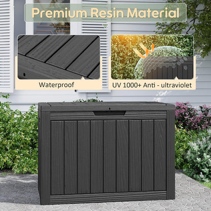 KAMABOKO 31 Gallon Outdoor Storage Box, Resin Deck Boxes Indoor and outdoor, Waterproof Storage Box Lockable Lid for Garden Tools, Package Delivery, Pool Supplies, Patio Cushions, Black