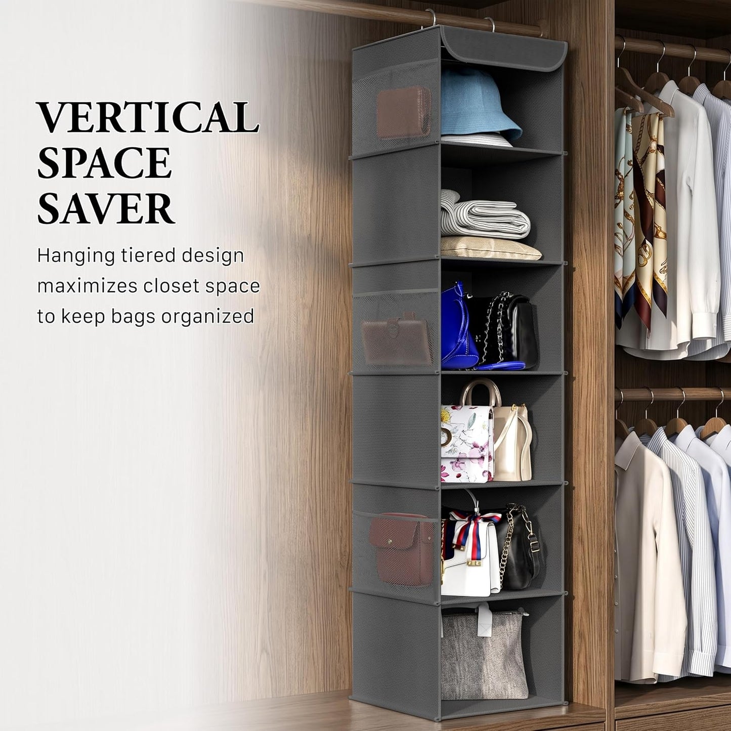 Simple Houseware 6 Shelf Hanging Closet Organizer, Gray