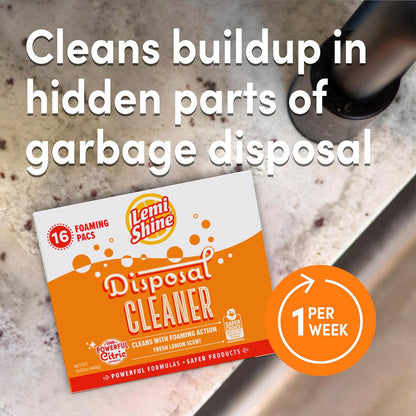 Lemi Shine Garbage Disposal Cleaner and Deodorizer Powered By Citric Acid | Foam Cleaner For Kitchen Garbage Disposal with a Natural, Fresh Lemon Scent (2 Count)