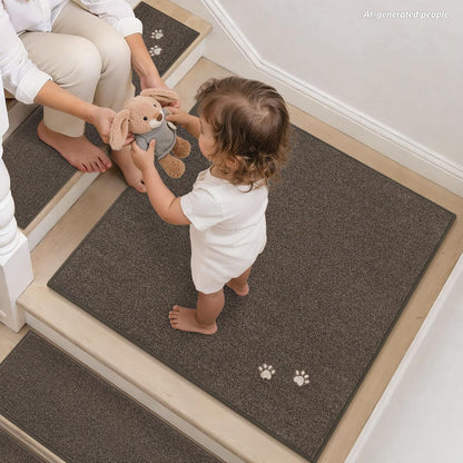 BEQHAUSE Stair Treads for Wooden Steps 28inX9in, Non Slip Carpet Stair Treads Indoor Stair Runners Machine Washable, Soft Stair Rugs Mat Surface Polyester TPE Backing, 4pcs, Charcoal