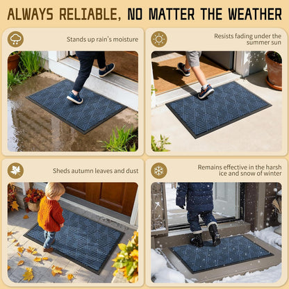 Yimobra Front Door Mat Outside Entrance 29.5x17, Waterproof Heavy Duty Outdoor Mats for Front Door, Non Slip Rubber Entry Mat for Garage Patio Indoor, Grey