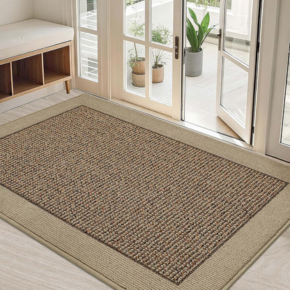 BEQHAUSE Indoor Door Mat 20" x 32", Dirt Trapper Door Mats Non-Slip Entryway Rugs Washable, Resist Dirt Absorbent Welcome Mat, Low Profile Floor Mats for Front Back Door and Entryway, Taupe