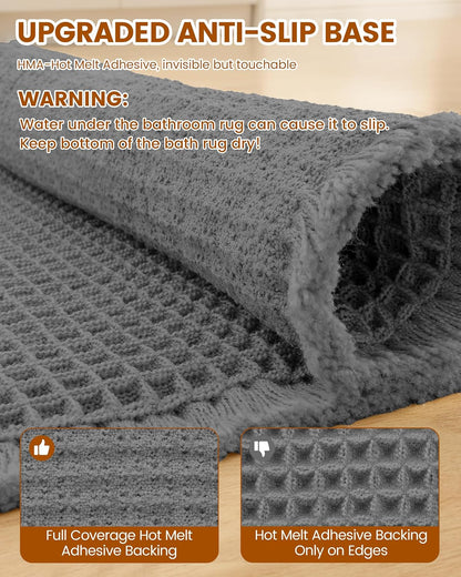 Smiry Waffle Bath Mat 30x20, Extra Soft Absorbent Bathroom Rugs, Non Slip Machine Washable Quick Dry Bath Rugs for Bathroom Floor, Tub, Shower, Home Decor Accessories, Brown