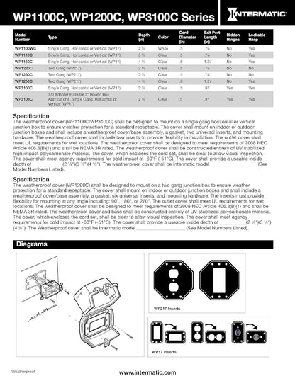 Intermatic WP3103C Plastic Weatherproof in-Use Cover, Clear, Single-Gang, with Round Box Adapter Plate for Device Boxes Accepting 6-32 Threads