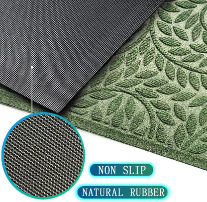 Bulijojo Front Door Mat Entrance,Durable Heavy Duty Welcome Mat,Thick Absorbent Natural Rubber Non Slip Mat,Sturdy Entryway Brown 17"x30"
