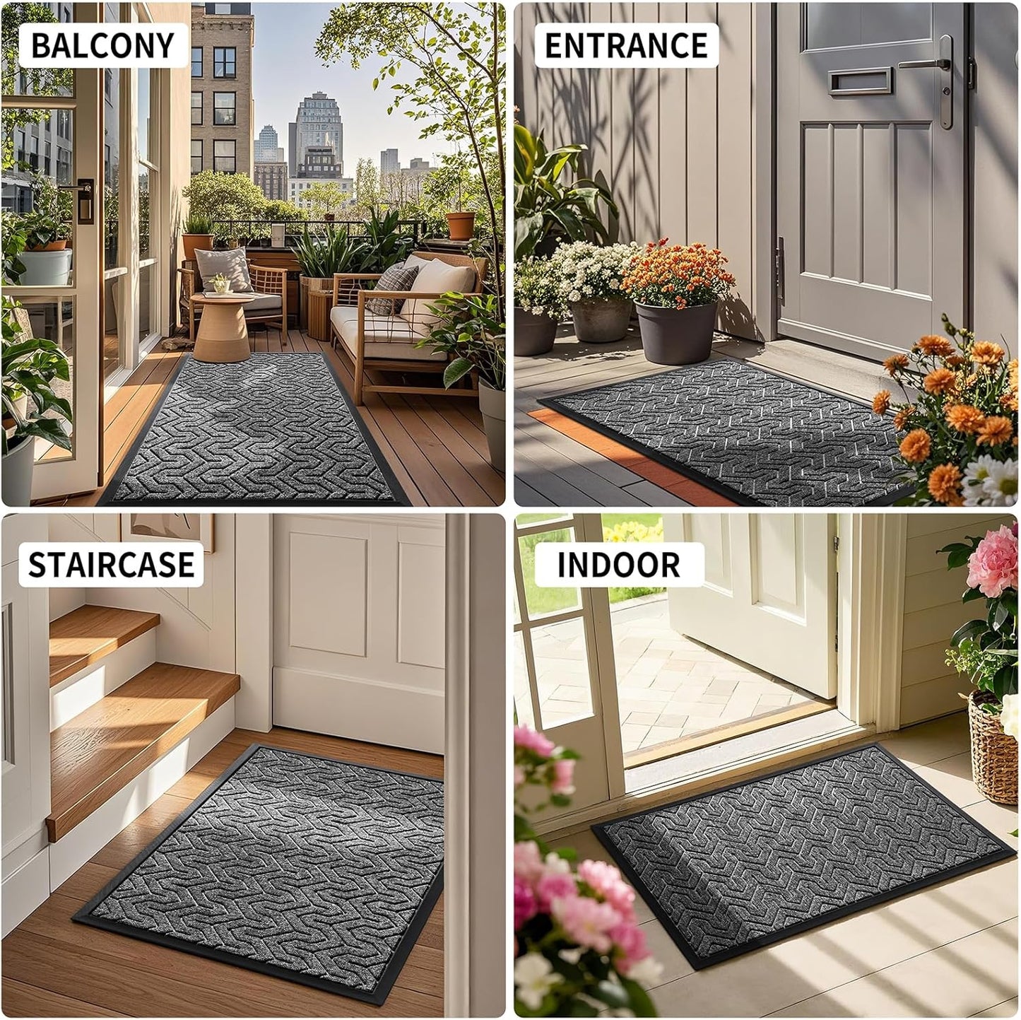 Yimobra Front Door Mat Outside Entrance 29.5x17, Waterproof Heavy Duty Outdoor Mats for Front Door, Non Slip Rubber Entry Mat for Garage Patio Indoor, Grey
