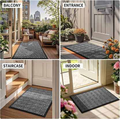 Yimobra Front Door Mat Outside Entrance 29.5x17, Waterproof Heavy Duty Outdoor Mats for Front Door, Non Slip Rubber Entry Mat for Garage Patio Indoor, Grey