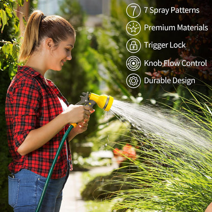 AUTOMAN Garden Hose Nozzle - 2 Pack, 100% Metal High Pressure Spray Nozzle, Labor-Saving Design, Heavy Duty for Garden Watering, Car Washing, Window Cleaning, Pets Bathing