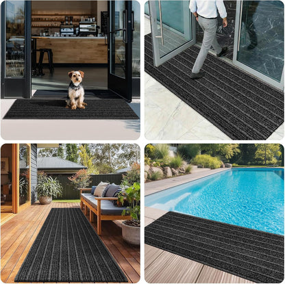 Outdoor Front Door Mat 32" x 48", Dirt Trapping Outside Entrance Rug, Non Slip Shoe Scraper, Heavy Duty Commercial Rug for Patio, Garage, Traffic Area, Office, Roll Packing