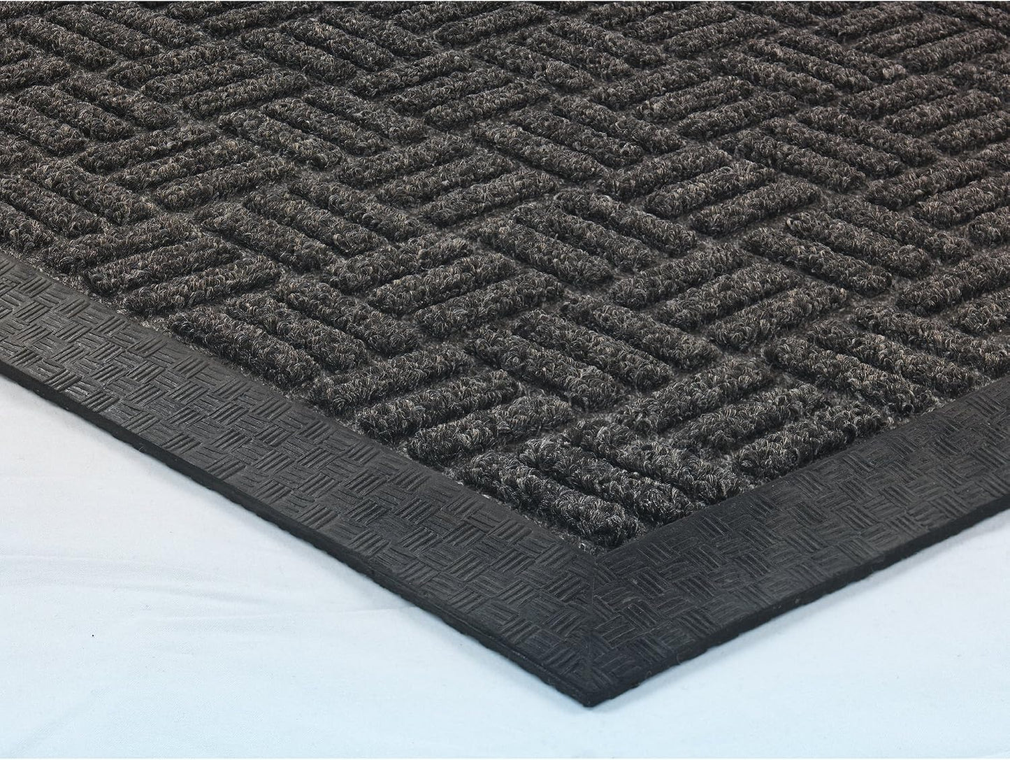 Ottomanson Waterproof Rubber Outdoor Doormat – Heavy-Duty Non-Slip Rubber Floor Mat with Ridge Scraper Pattern, All-Weather Front Door Entry Mat for Mud & Dirt Control – 24" x 36", Black
