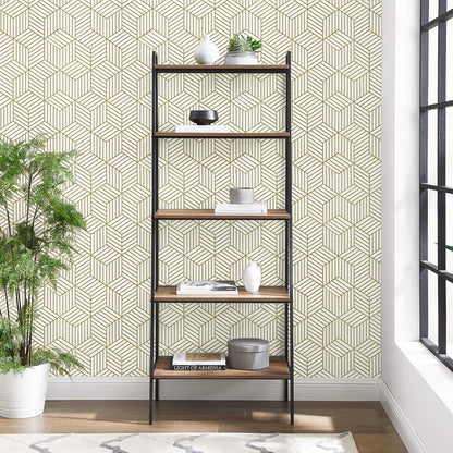 CiCiwind Wallpaper Peel and Stick Modern White and Gold Contact Paper Peel and Stick Geometric Removable Self Adhesive Wall Paper for Bedroom Renter Friendly Papel Tapiz para Pared 15.7"x118"