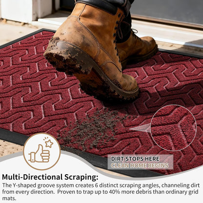 Yimobra Front Door Mat Outside Entrance 29.5x17, Waterproof Heavy Duty Outdoor Mats for Front Door, Non Slip Rubber Entry Mat for Garage Patio Indoor, Grey