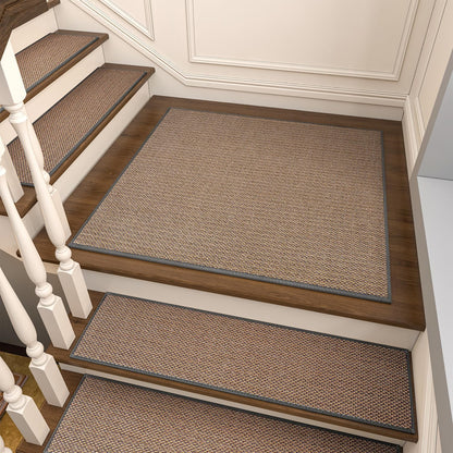 PADOOR Non Slip Stair-Treads,Rubber Backing Stair-Runners for Wooden Steps,15PCS Residue Free Carpet Stair Treads for Kids and Dogs 8"x30" Beige
