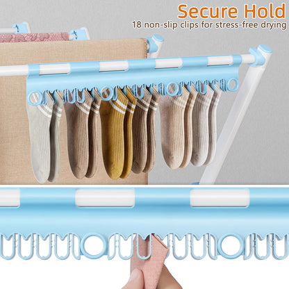 HOMIDEC Drying Rack Clothing,Large 12 Drying Poles with Sock Clips Clothes Drying Rack,Foldable Portable Laundry Drying Rack for Air Drying Clothing,Towels,Delicate Eac,Indoor Outdoor Use.Silver