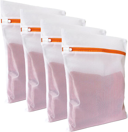 4 Pack Mesh Laundry Bags for Delicates 12inx16in LAUNDRY CLUB® | Dryer Safe, Breathable Fine Net, Sturdy Anti-Rust Zipper, Mesh Laundry Bags for Lingerie, Bra, Underwear, Socks