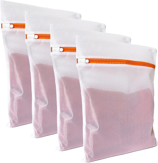 4 Pack Mesh Laundry Bags for Delicates 12inx16in LAUNDRY CLUB® | Dryer Safe, Breathable Fine Net, Sturdy Anti-Rust Zipper, Mesh Laundry Bags for Lingerie, Bra, Underwear, Socks