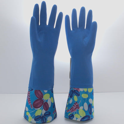 Reusable Waterproof Household Latex Cleaning Gloves, Long Cuff, Kitchen Gloves. 16 inches Long - Pack of 3 (Medium)