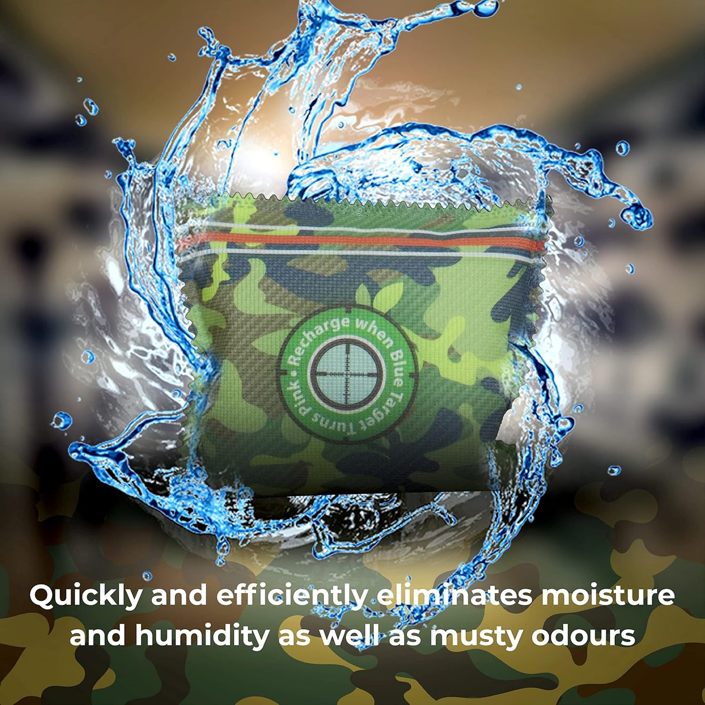 Zarpax Gun Safe Dehumidifier Camouflage - Rechargeable Desiccant Dehumidifier Bags - Reusable & Absorbs Moisture & Humidity - 4x Pack
