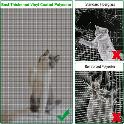 QWR Pet Proof Window Screen Replacement Kit, 39"x118" Durable High Hardness Screen Mesh Replacement Window Screens Repair Kit for Sliding Screen Door,Patio and Windows.(Folded Package with Tool Kit)