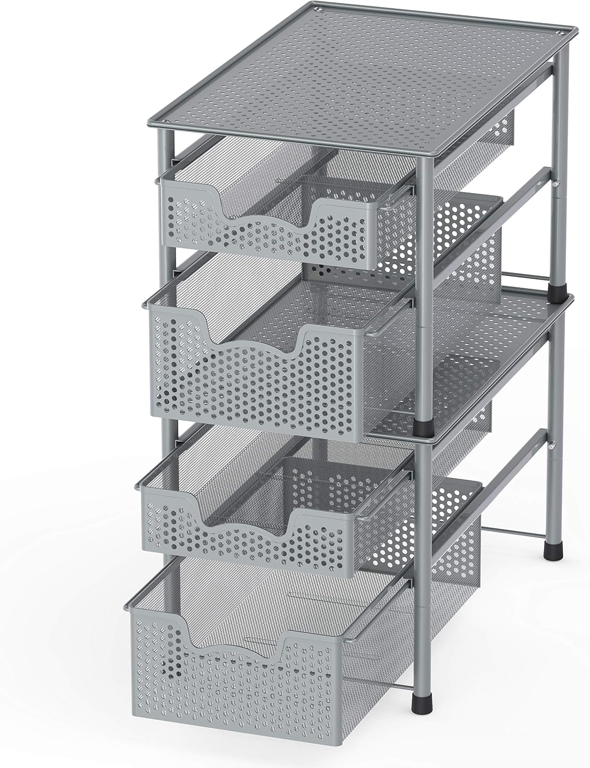 Simple Houseware Stackable 2 Tier Sliding Basket Organizer Drawer, White