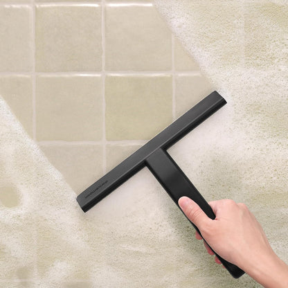 dancemoon JustHang Shower Squeegee for Glass Doors, All-in-One Award-Winning Silicone Squeegee with Built-in Hook for Bathroom, Window, Mirror, Tile Wall, Car, Streak-Free Cleaner Tool, 10-Inch Black