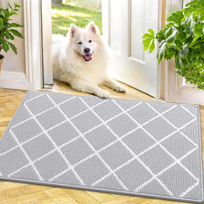Finchitty Indoor Door Mat, Dirt Resistant and Absorbent, Low-Profile, Non-Slip, Washable Inside Floor Mats for Front Door, Back, and Entrance, 32" x 20", Grey