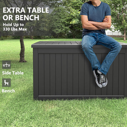 KAMABOKO 31 Gallon Outdoor Storage Box, Resin Deck Boxes Indoor and outdoor, Waterproof Storage Box Lockable Lid for Garden Tools, Package Delivery, Pool Supplies, Patio Cushions, Black