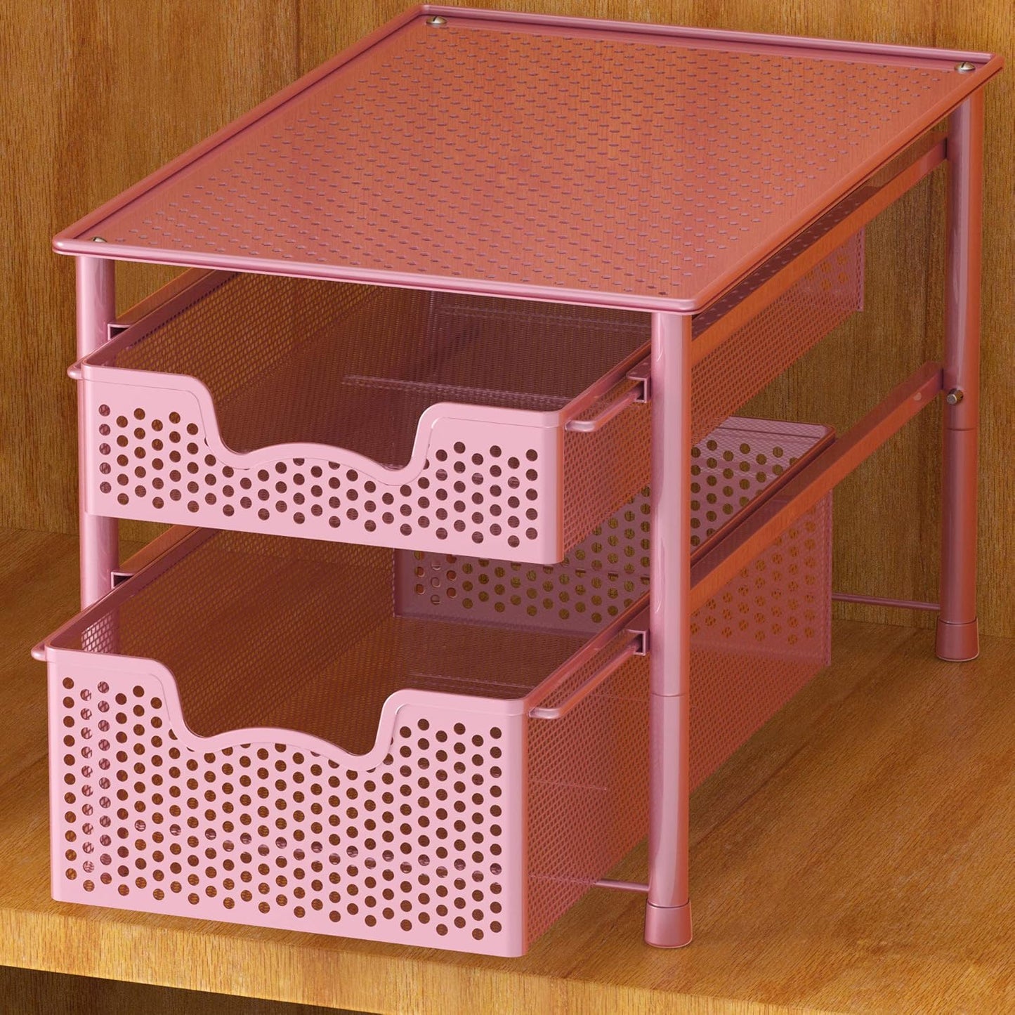 Simple Houseware Stackable 2 Tier Sliding Basket Organizer Drawer, White