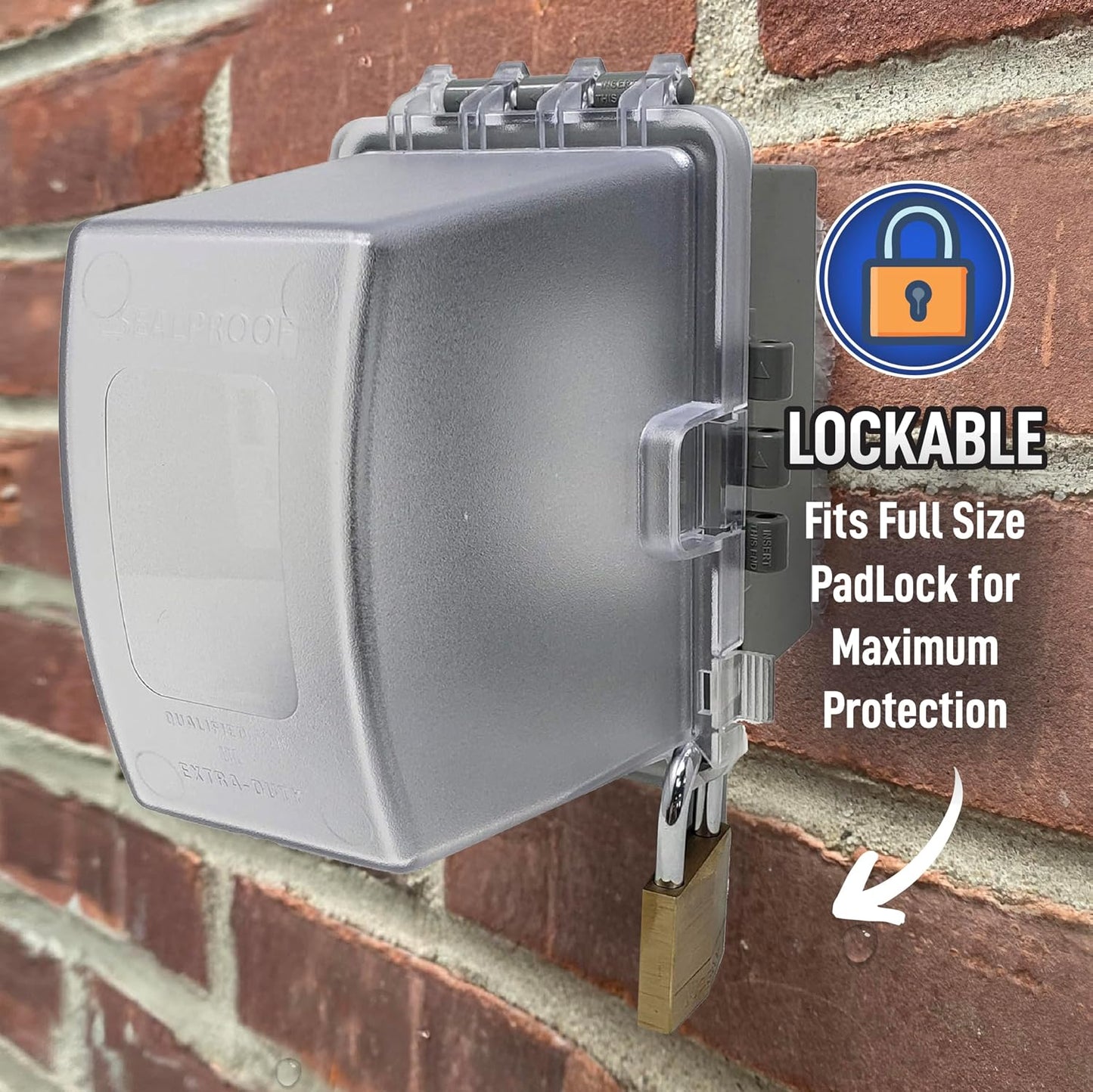 Sealproof 1-Gang Weatherproof In Use Outdoor Outlet Extra Deep Cover | Lockable, UL Extra Duty Compliant, 18 Configurations, Polycarbonate