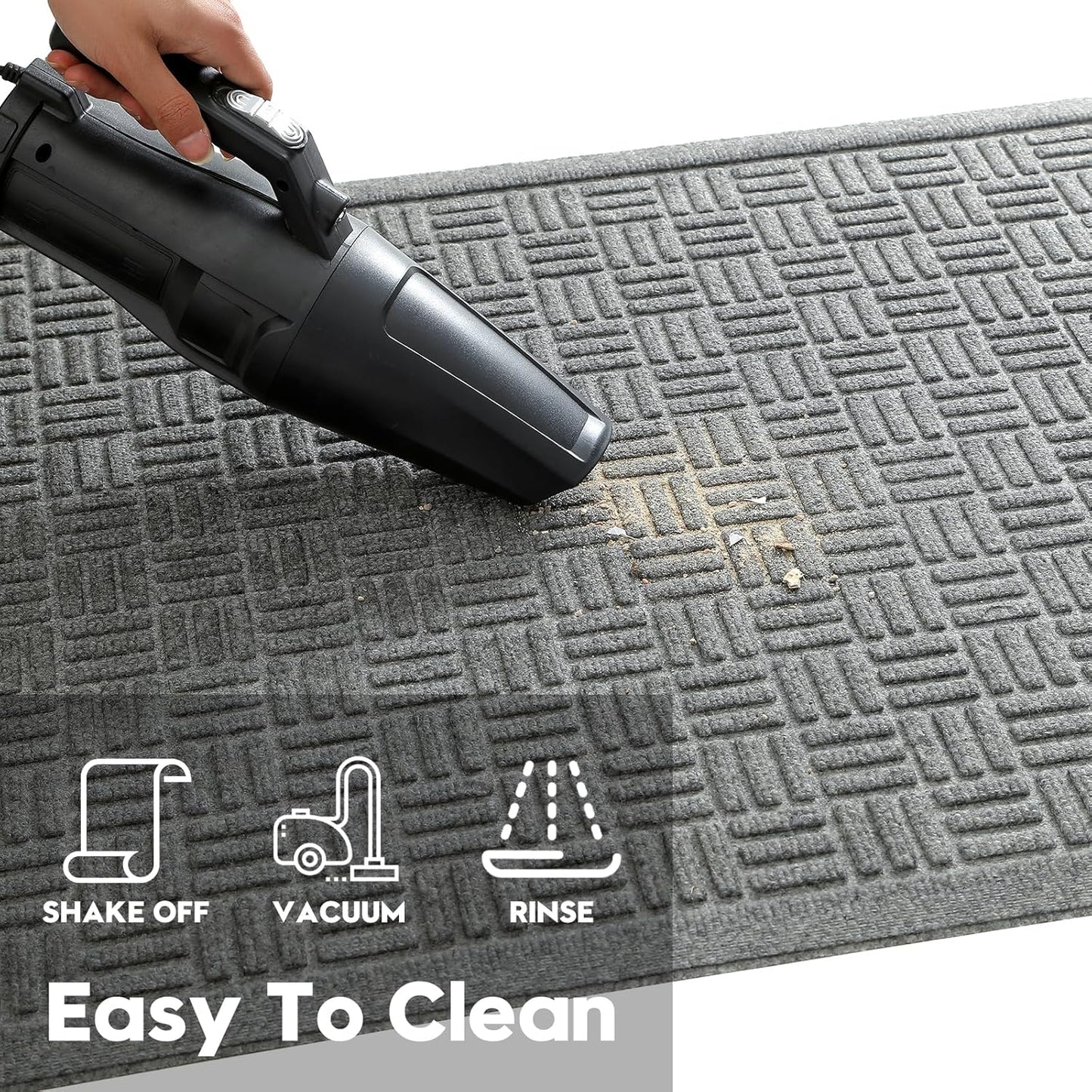 Mibao Front Door Mat, Heavy Duty Durable Welcome Mat for Outdoor Indoor, Dirt Trapper Waterproof Super Absorbent Door Mat for Entryway Outside Patio Porch, 29.5" x 17", Grey