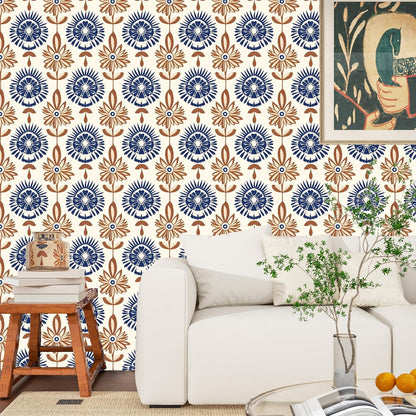 BOKEBEVE Leaves Contact Paper Floral Wallpaper Stick and Peel Boho Damask Wall Paper for Liner Drawer Cabinet Backsplash Renter Friendly Waterproof 17.5 x 118In