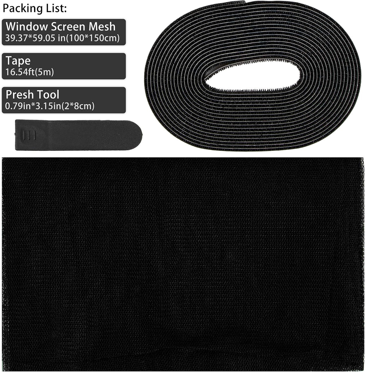 Flyzzz DIY Self-Adhesive Window Screen Netting Mesh Curtain, 100X150cm (Approach 39.37x59.05 Inches), with Hook and Sticky Tape, Fitted to Multiple Windows (White)