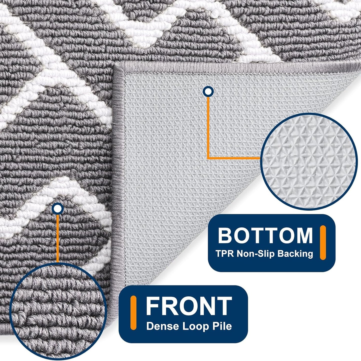 OLANLY Front Door Mat, Non-Slip Rubber Backing, Dirt Resistant and Absorbent, Washable, Easy to Clean Low-Profile Indoor Doormat for Back Door, Entryway, Inside Entrance, 32x20, Grey