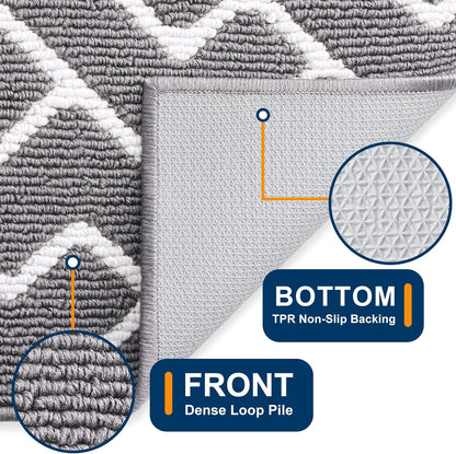 OLANLY Front Door Mat, Non-Slip Rubber Backing, Dirt Resistant and Absorbent, Washable, Easy to Clean Low-Profile Indoor Doormat for Back Door, Entryway, Inside Entrance, 32x20, Grey