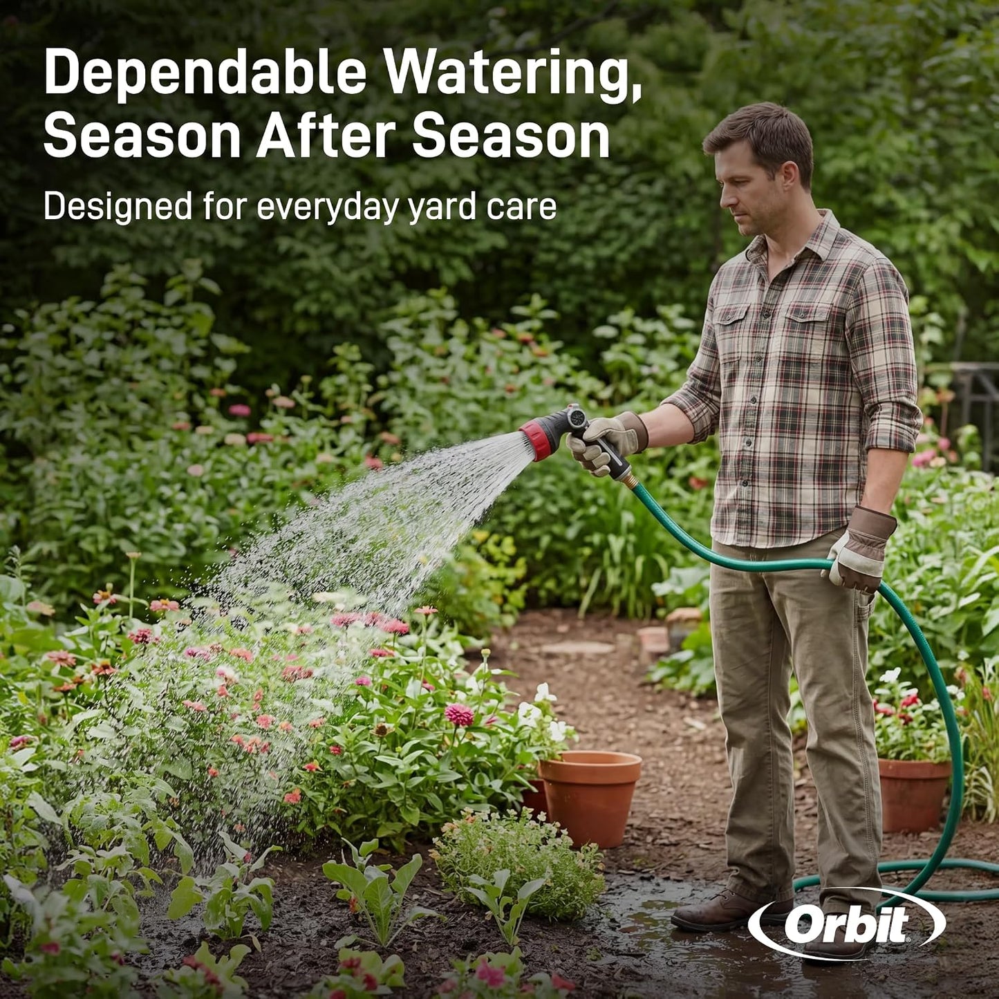 Orbit 58993 7-Pattern Watering Nozzle with Thumb Control, Black