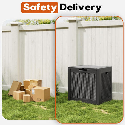 Outdoor Deck Storage Box,Resin Deck Boxes Indoor and outdoor, Waterproof Storage Box Lockable Lid (Black,50 Gallon)