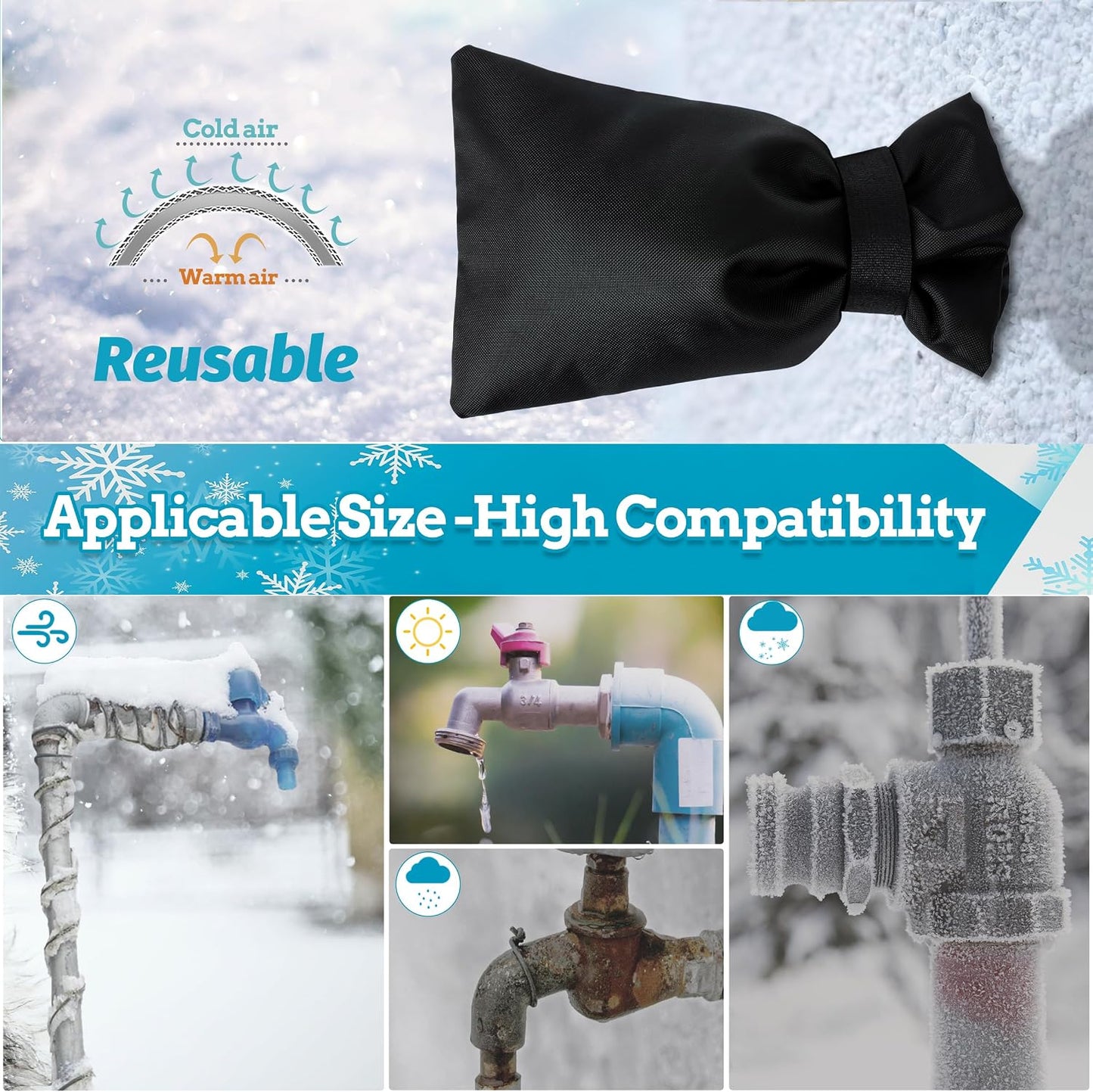 Outdoor Faucet Covers for Winter,2 Pack Faucet Cover Freeze Protection,Insulated Anti-Freeze Waterproof Material,Reusable Faucet Cover Socks for Various Faucet Spigot,Pipe,Garden Hose Bib