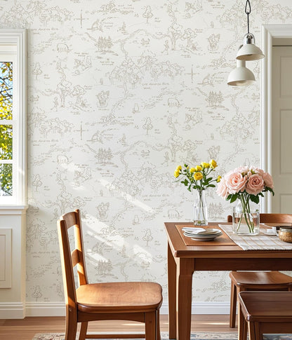Dimoon 17.3''x78.7'' Vintage Peel and Stick Wallpaper Boho Beige Neutral Contact Paper White Floral Bird Wallpaper Removable Botanical Renter Friendly Modern Wall Paper Bedroom Bathroom Vinyl Roll