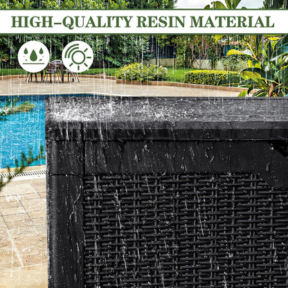 Greesum Outdoor Storage Box 31 Gallon Storage Box with Lid for Patio Furniture, Garden Tools, Pool Supplies, Waterproof and UV Resistant, Lockable, Dark Black