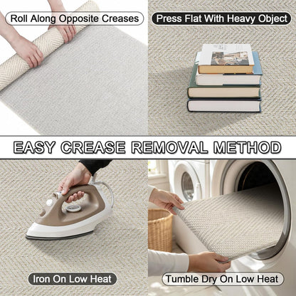 Ultra Thin Indoor Door Mat 24"x36", Washable Door Mat Indoor Entrance, Non Slip Rubber Backing Doormat Low-Profile Inside Entryway Mat, Unique Herringbone Design Entry Mat, Khaki (FOLD)