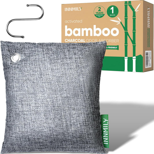 Activated Charcoal Odor Absorber, 8 Pack w Hooks Nature Odor Eliminator for Strong Odor, Bamboo Charcoal Air Purifying Bags, Moisture Absorbers for Fresh Home Car Closet Pet, Smoke Smell Deodorizer