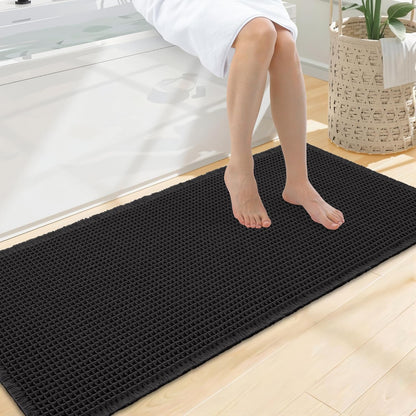 Smiry Waffle Bath Mat 30x20, Extra Soft Absorbent Bathroom Rugs, Non Slip Machine Washable Quick Dry Bath Rugs for Bathroom Floor, Tub, Shower, Home Decor Accessories, Brown